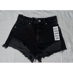 Abrand Jeans Black Distressed High Relaxed Shorts Size 24/6 New With Tags